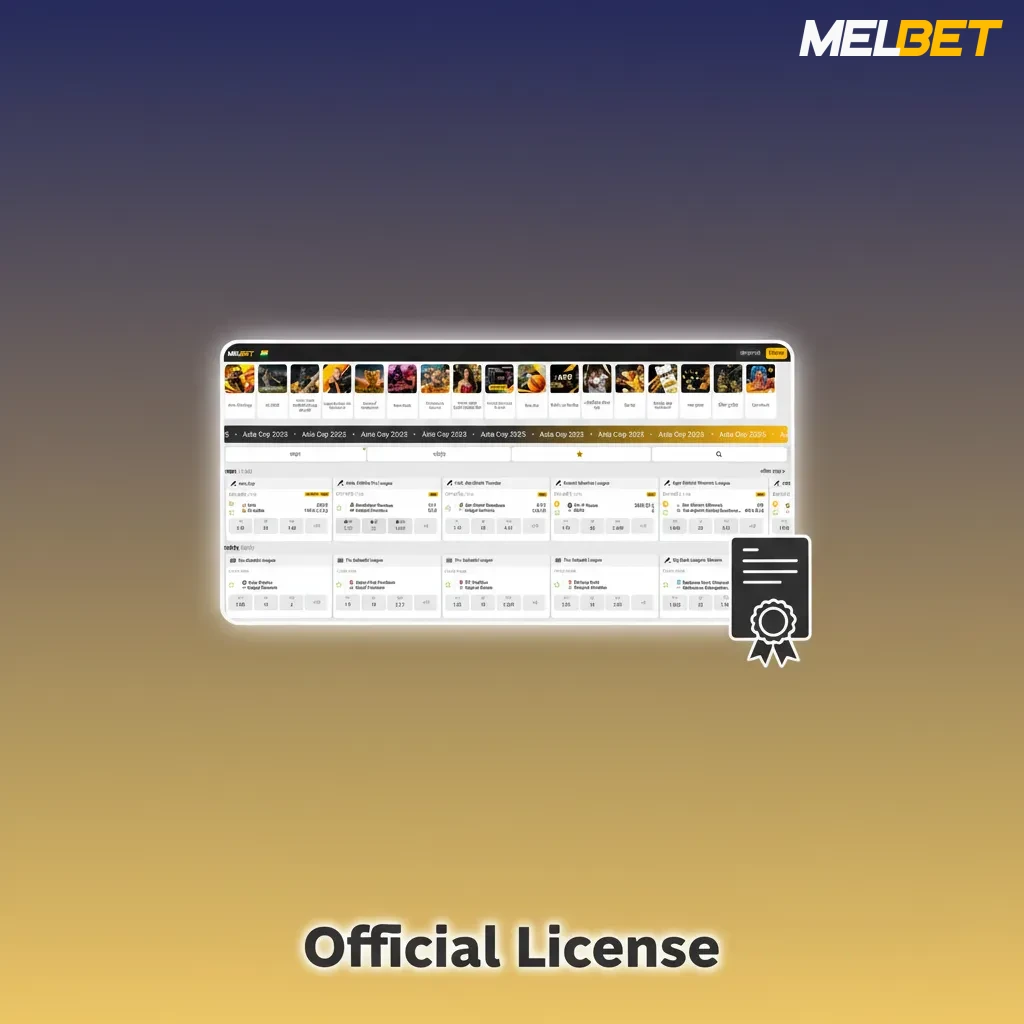 Melbet Official License certificate displaying active Curacao eGaming license and issuance date.