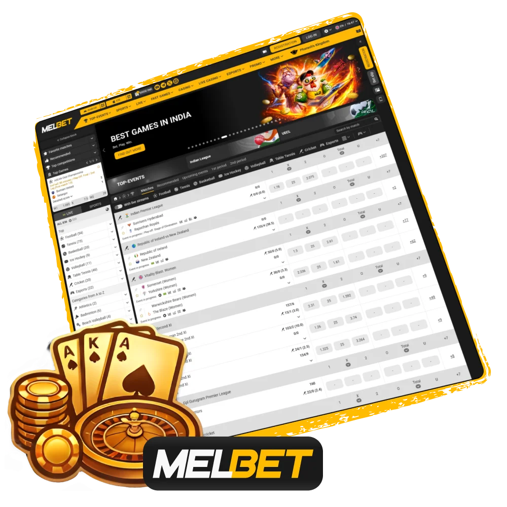 Register at the official Melbet India website to start sports betting.